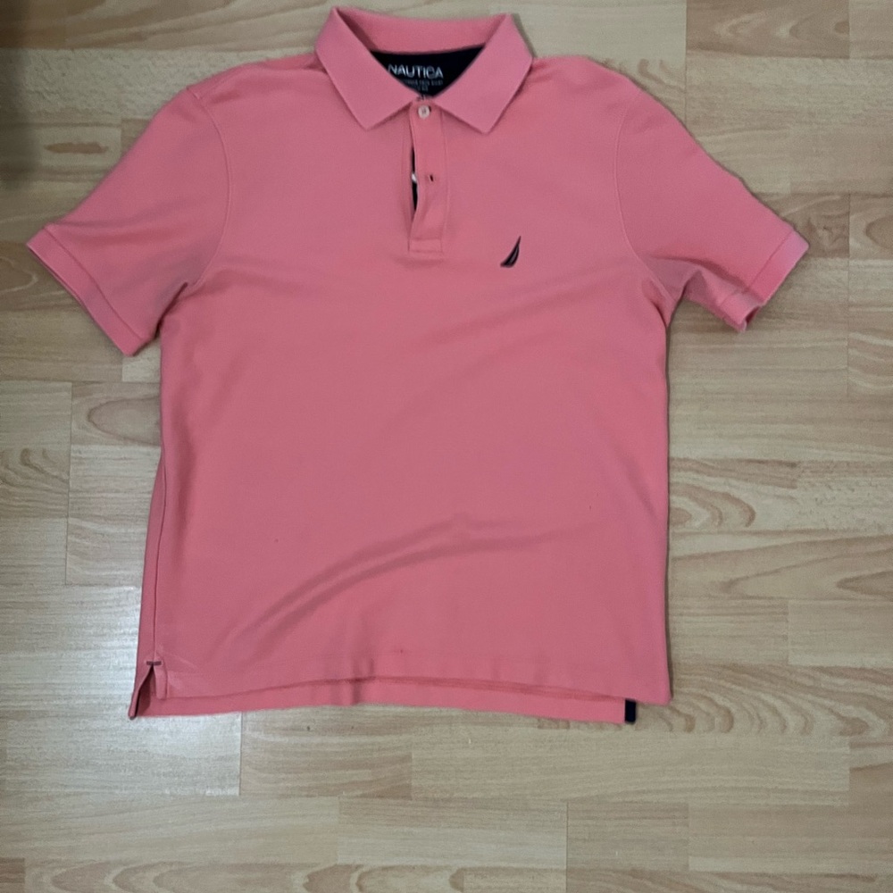 Nautica Pink Polo Shirt Classic Design Lightweight